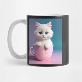 Adorable Pink Cat Illustration- Modern Digital Art Mug